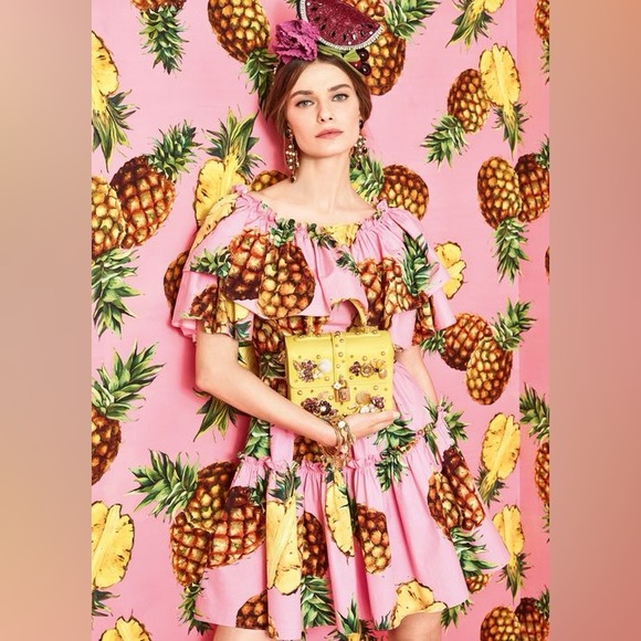 DOLCE & GABBANA PINEAPPLE PRINTED DRESS SIZE IT42. - Picture 6 of 8